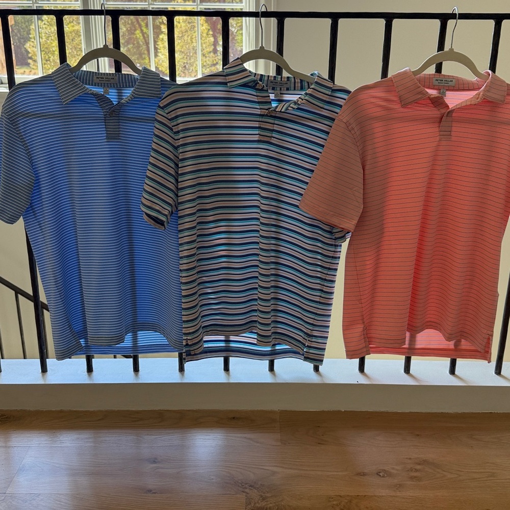 Peter Millar Striped Polo Shirts- set of 3
